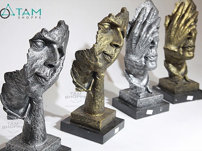 Tượng đầu người nghệ thuật Không thấy - Không nghe - Không nói [Lẻ từng cái - 2 màu] TUONGNGUOI-01